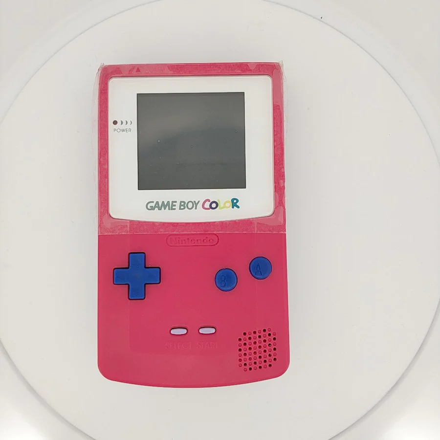 Game Boy Color con patanlla IPS, carcasa rosa Berry y botones azules