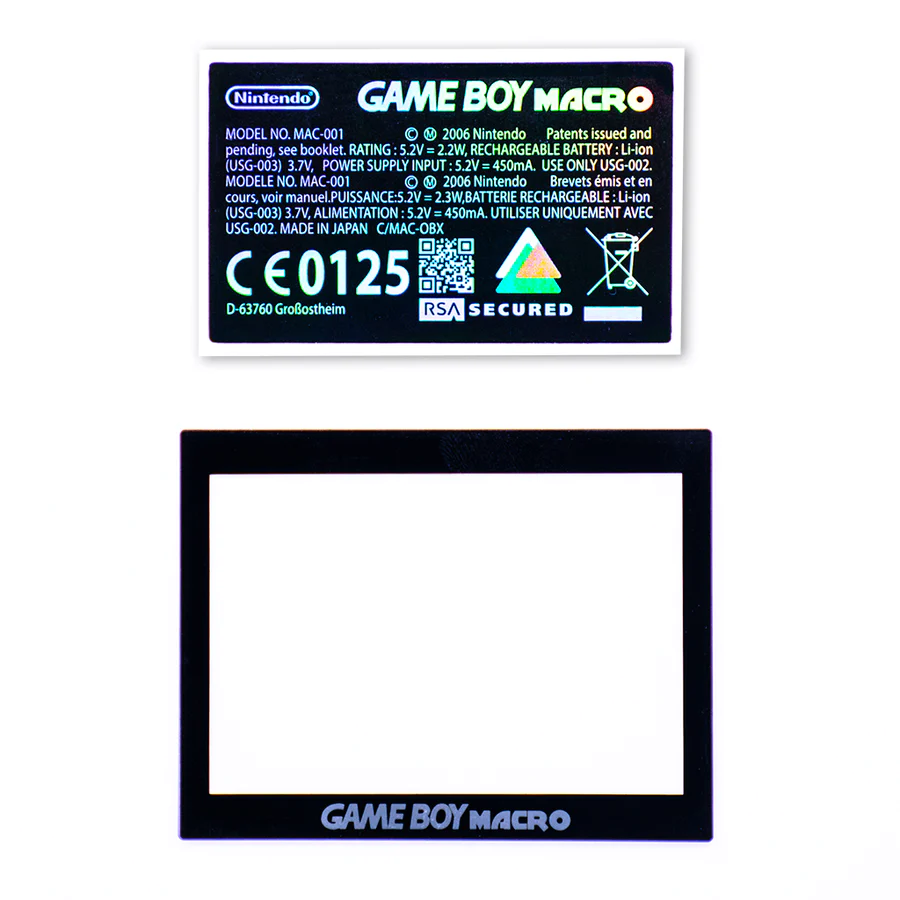 Lente frontal para Game Boy Macro y Label trasero